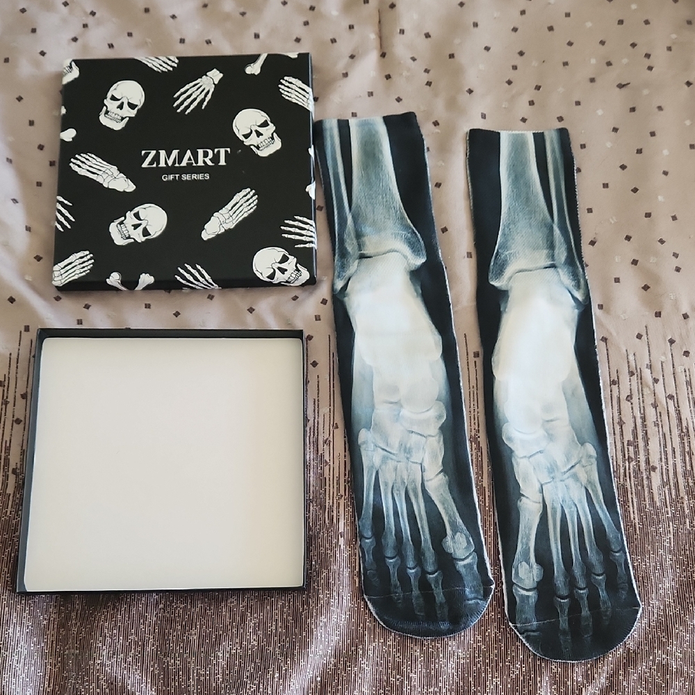 Skeleton Print Black Socks